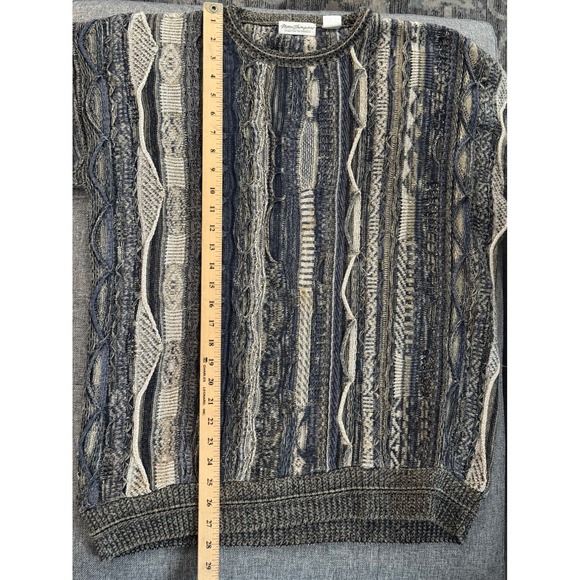 Norm Thompson Mens Sweater L Cable Knit Striped Textured Crew Neck Pullover - Picture 8 of 8